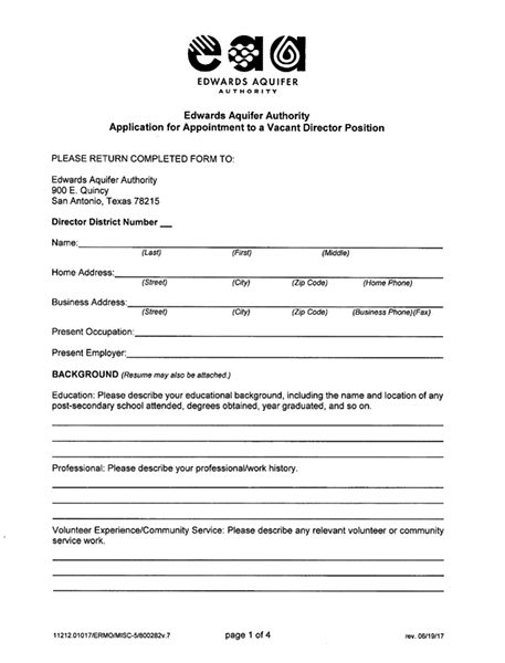Application for Appointment-Vacant Director Position