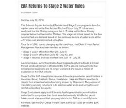 EAA Returns To Stage 2 Water Rules
