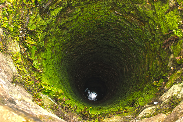 inside an old well