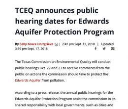 TCEQ announces public hearing dates for Edwards Aquifer Protection Program