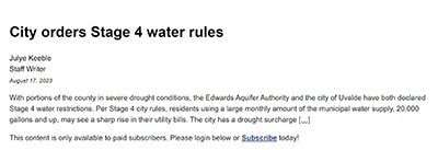 City orders stage 4 water rules