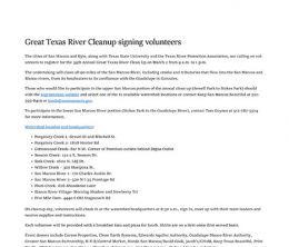 Great Texas River Cleanup signing volunteers