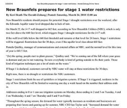 New Braunfels Prepares for Stage 1 Water Restrictions