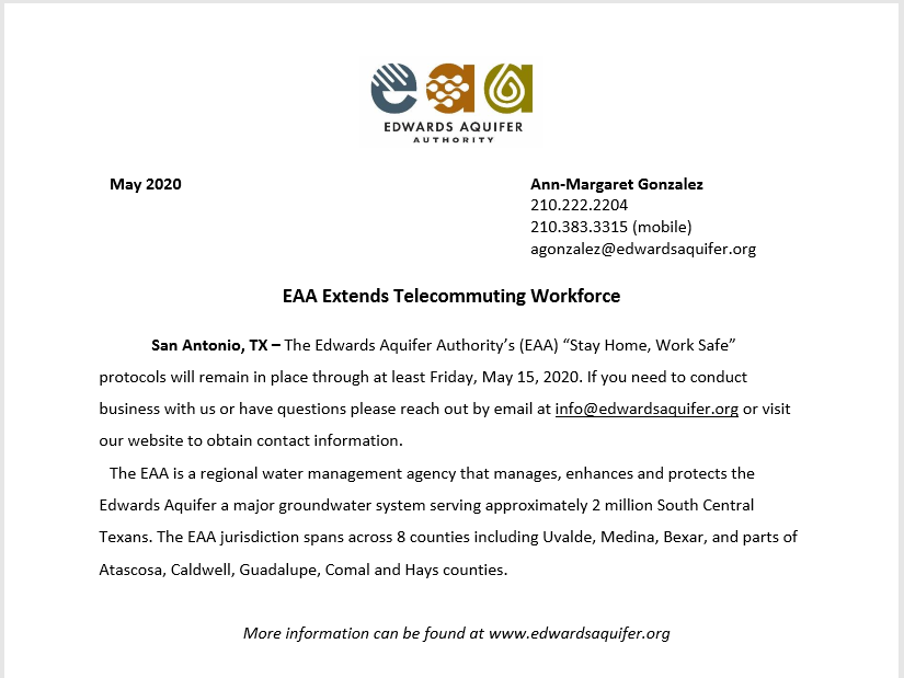 EAA Extends Telecommuting Plan-May