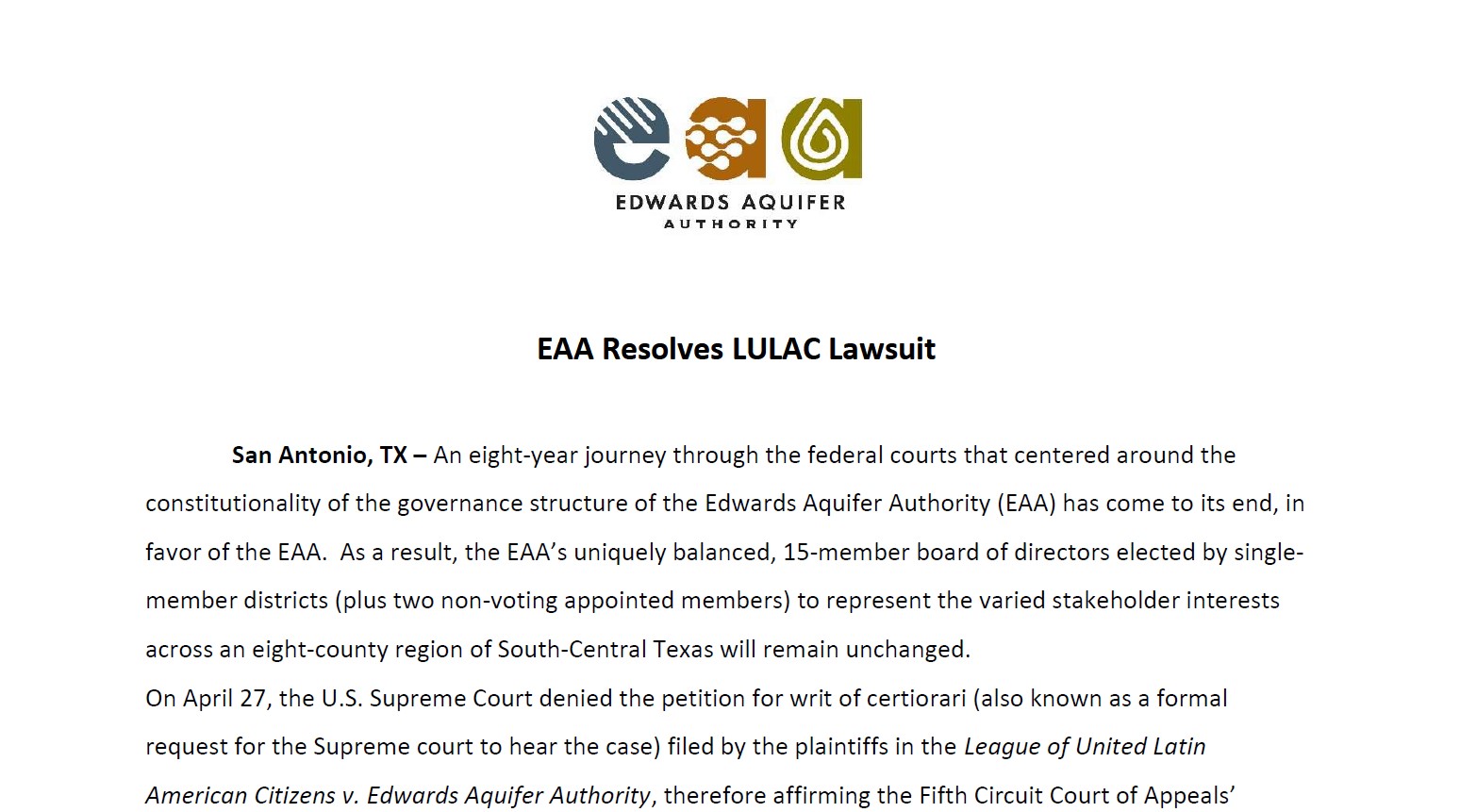 EAA Resolves LULAC Lawsuit