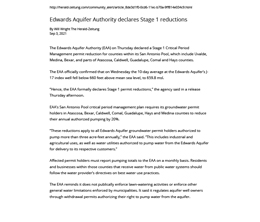 Edwards Aquifer Authority declares Stage 1 reductions