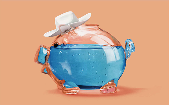 Water piggy bank with cowboy hat