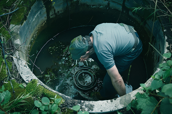 man in well