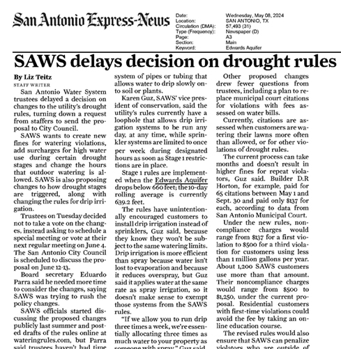 SAWS Delays Decisions on Drought Rules