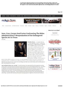 Katy News Weaponization of the Endangered Species Act in Texas