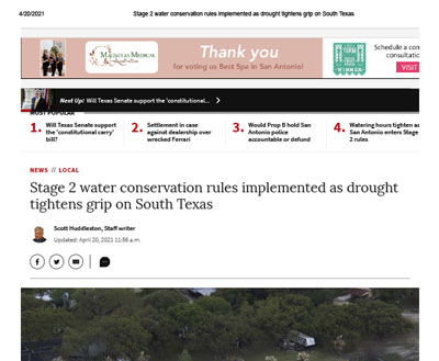 Stage 2 water conservation rules implemented as drought tightens grip on South Texas