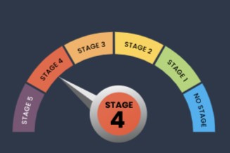meter pointing to stage four