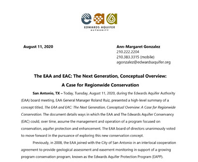 The EAA and EAC – The Next Generation Conceptual Overview – A Case for Regionwide Conservation Press Release