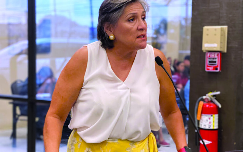 Activist leader Sandra Fuentes speaks to council about water concerns