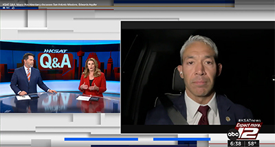 Mayor being interviewed in air by KSAT news anchor