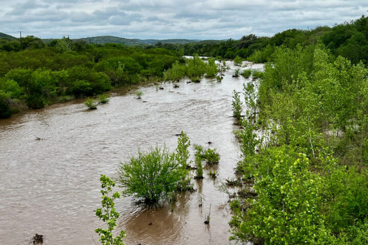 Dry Frio River flowing bank to bank