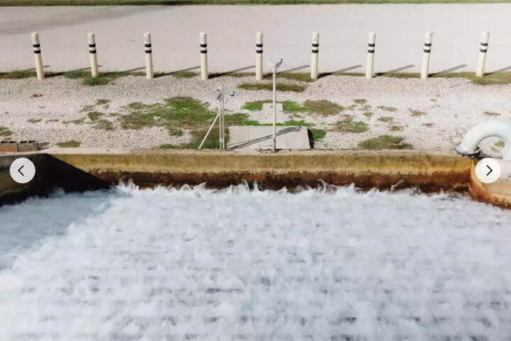 Water flows through the San Antonio Water System's H2Oaks water treatment plant on Dec. 17, 2024.