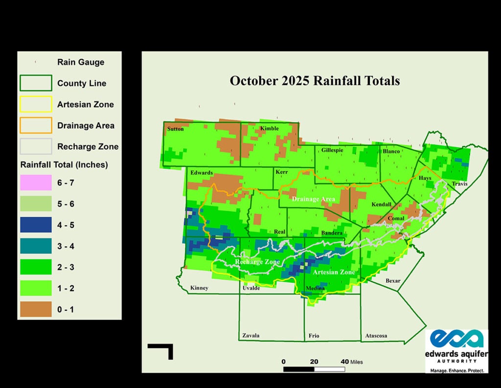 October 1 inch 2025 calibrated rain map