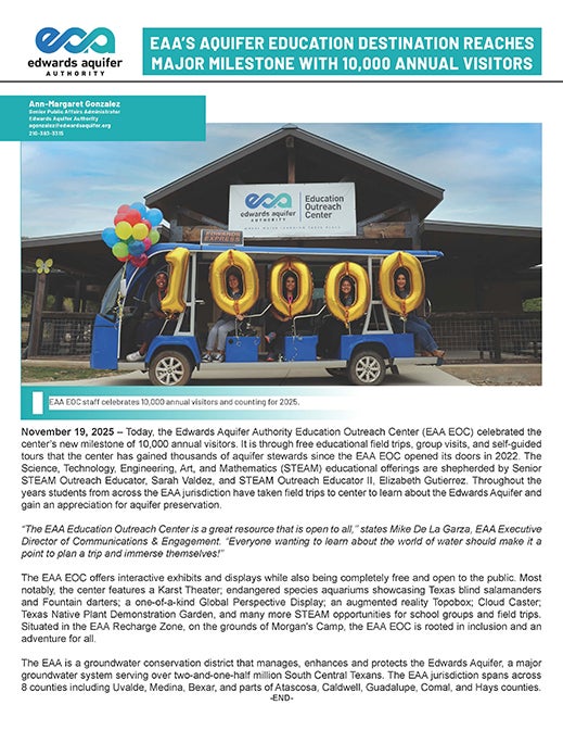 Edwards Aquifer Authority Hosts Annual Info Session for Aquifer Stakeholders