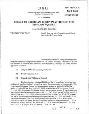 First Regular Permit Issued, January 2001