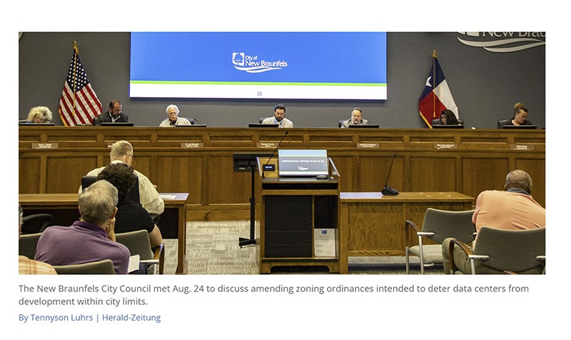 City of New Braunfels to amend land use ordinance in effort to deter data centers