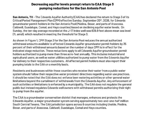 Increase to Stage 5 Permit Reductions-San Antonio Pool-9-21-2026