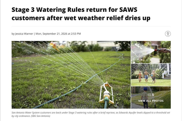 Stage 3 Watering Rules return for SAWS customers after wet weather relief dries up